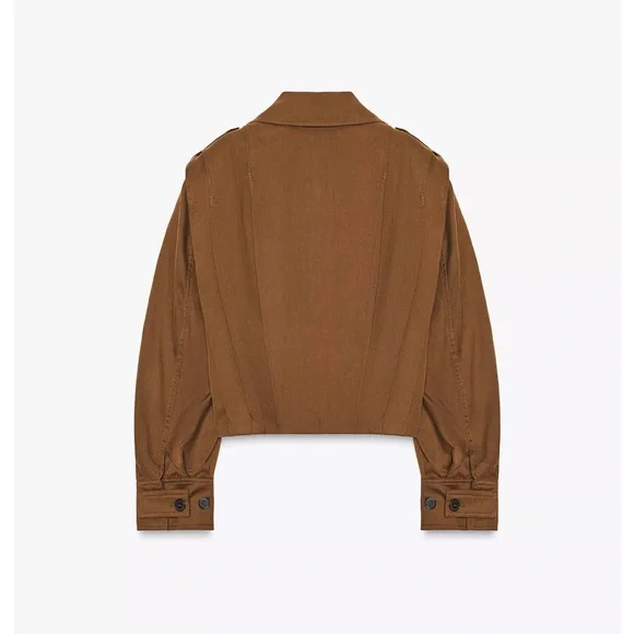 NEW!!! ZARA PLEATED JACKET WITH TABS ZW COLLECTION Size L - Picture 3 of 13